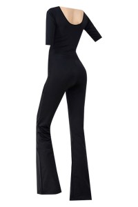 Tailor-made body training clothes, female etiquette training, catwalk, slim fit, elegant V-neck flared pants, dance practice clothes suit SKDO003 front view